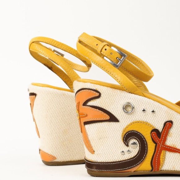 Prada Yellow Platform Beach Theme Appliqué Espadrille Sandals - Picture 7 of 12